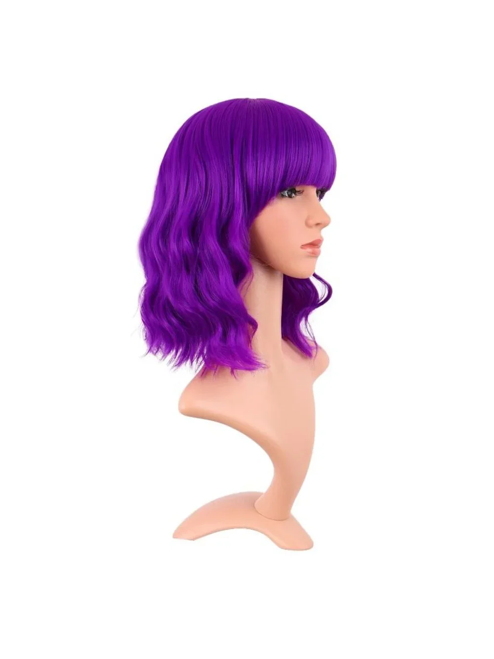 Women Bright Purple 14 Inch Fresh Bright Synthetic Ordinary Short Wavy Curly Wig